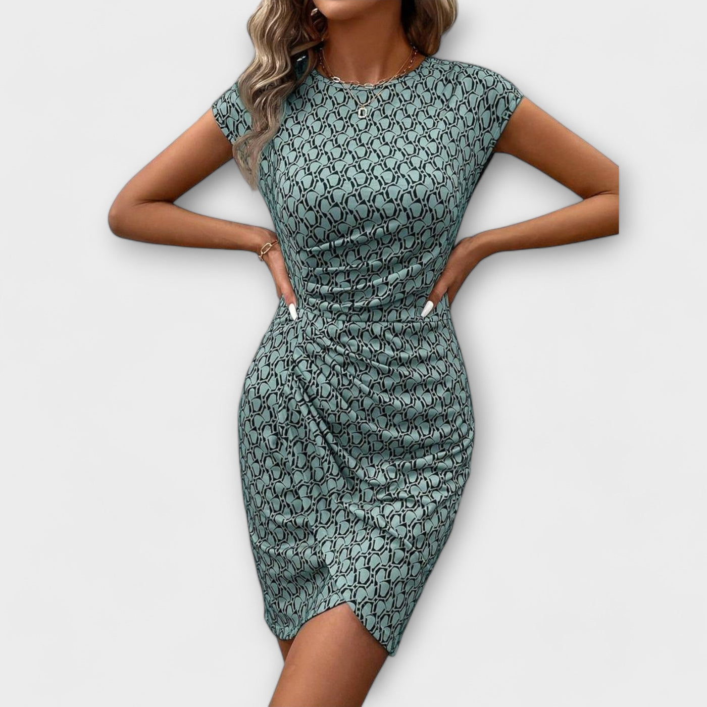 Emma – Korte mouw tulpenjurk met all-over print