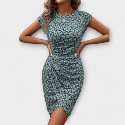 Emma – Korte mouw tulpenjurk met all-over print