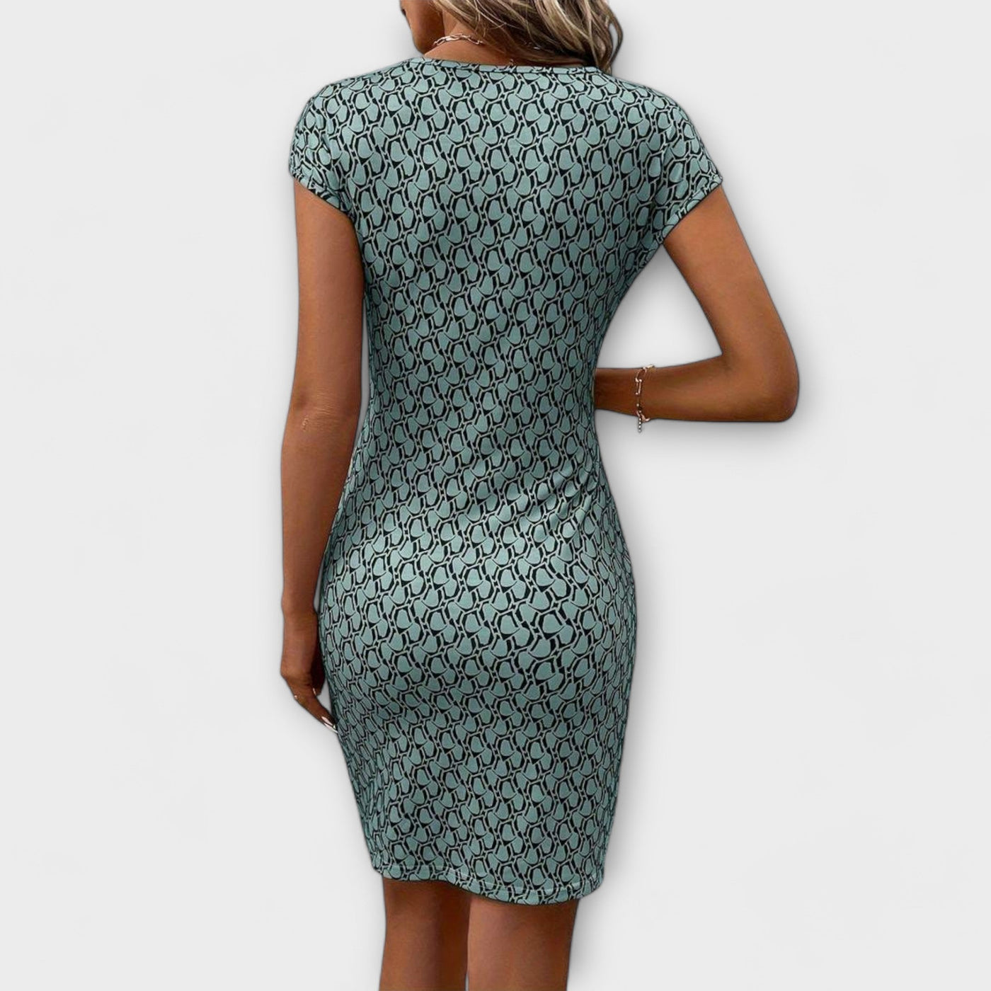 Emma – Korte mouw tulpenjurk met all-over print