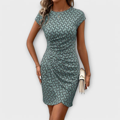 Emma – Korte mouw tulpenjurk met all-over print