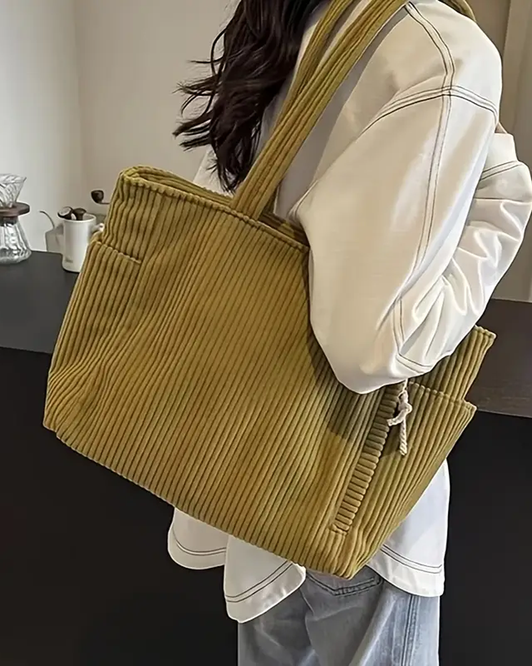 Vivi – Geribde draagtas met koorddetail
