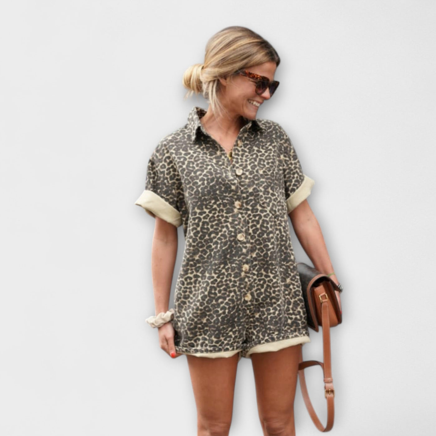 Nonette – Blouse-jumpsuit met luipaardprint
