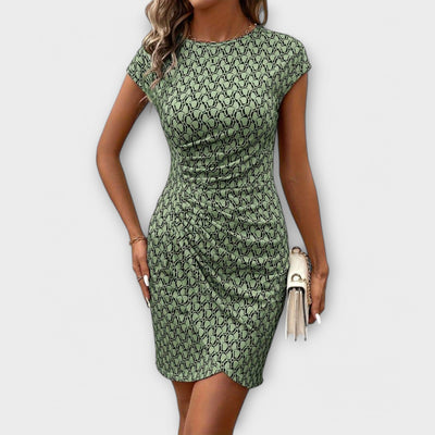 Emma – Korte mouw tulpenjurk met all-over print