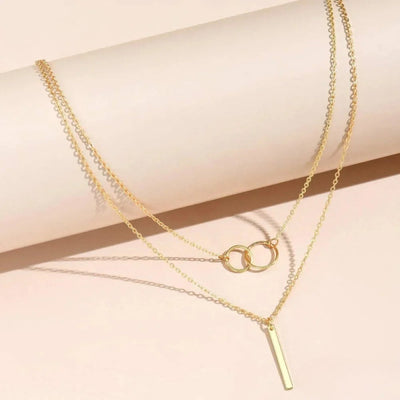 Retro gouden halsketting met dubbele cirkel hanger